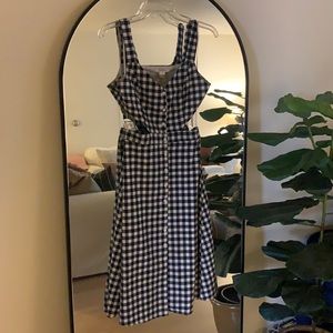 Glamorous Navy Plaid Cut-our Dress